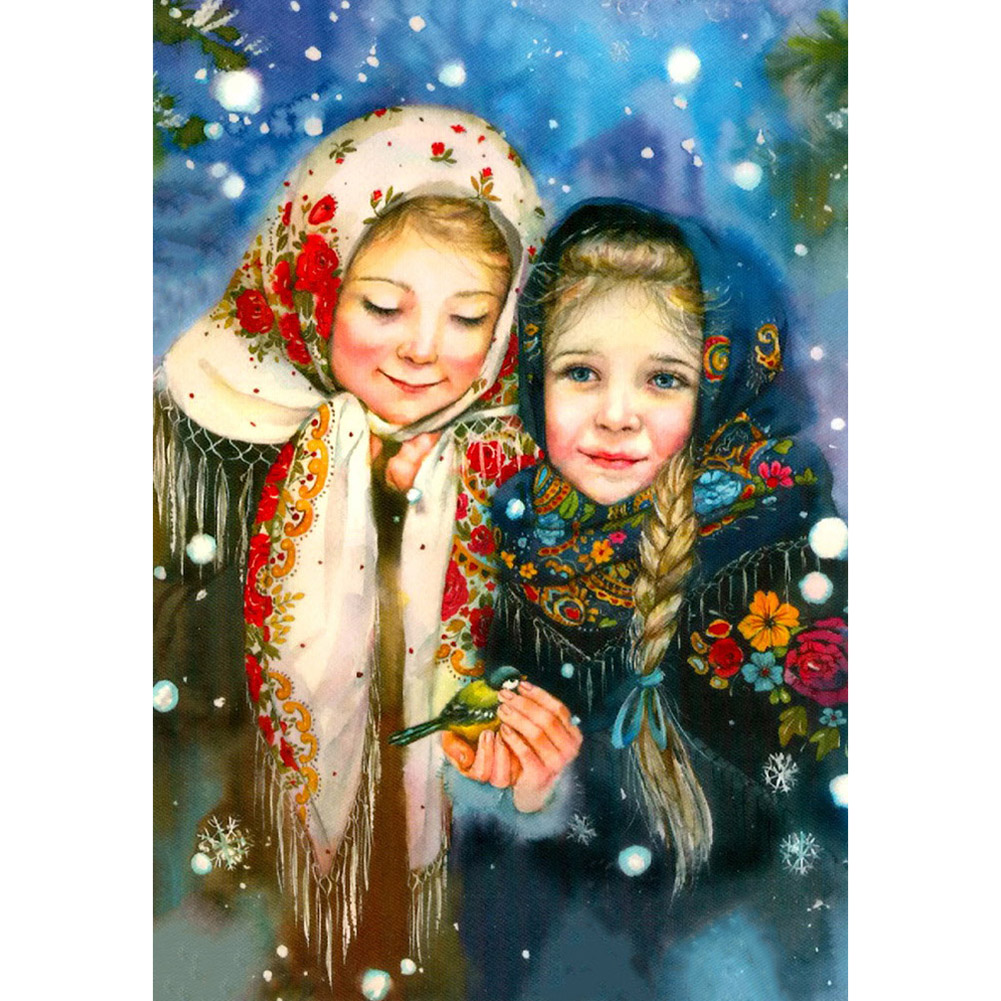

30*40CM-Xmas Girls Bead-Round Drill Diamond Painting, 501 Original