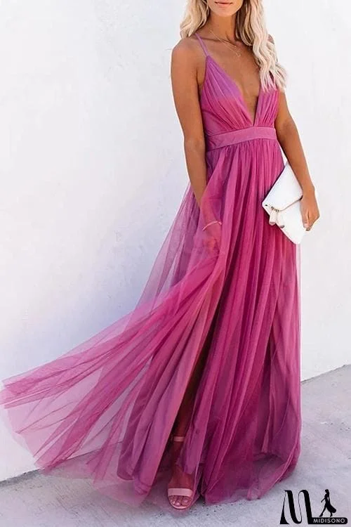 MidiSono - V Neck Backless Maxi Dress
