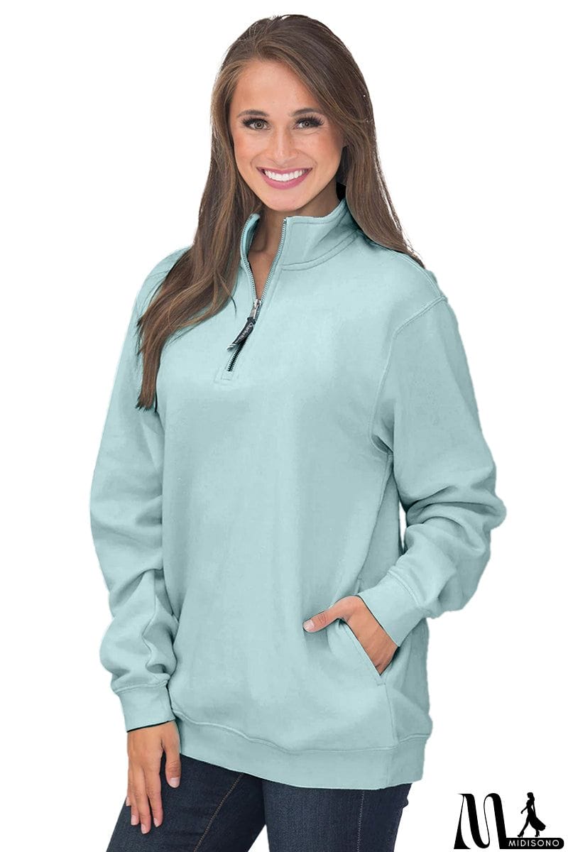 MidiSono - Pocket Style Quarter Zip Sweatshirt