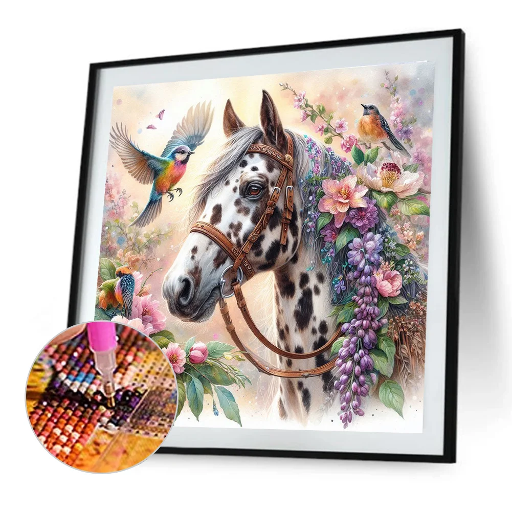 Diamond Painting - Full Round Drill - Flower Horse(Canvas|40*40cm)