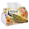 Diamond Art Tissue Box Cover DIY PU Desktop Organizer Large(Peacocks)