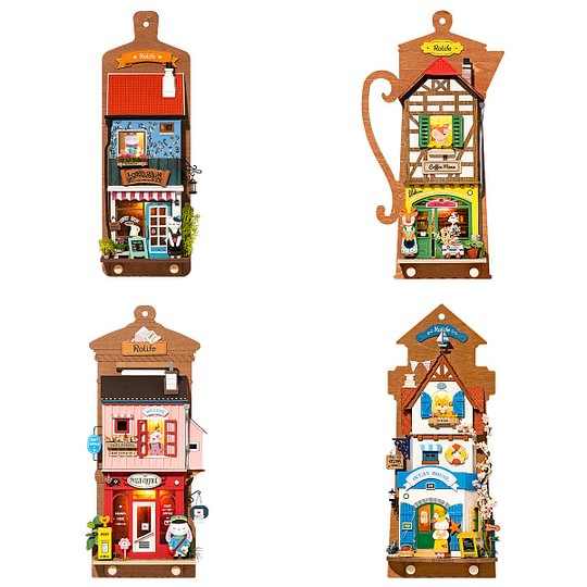  Robotime Online Rolife Animal Store Series DIY Wall Hanging Miniature House Kits (4 Sets)