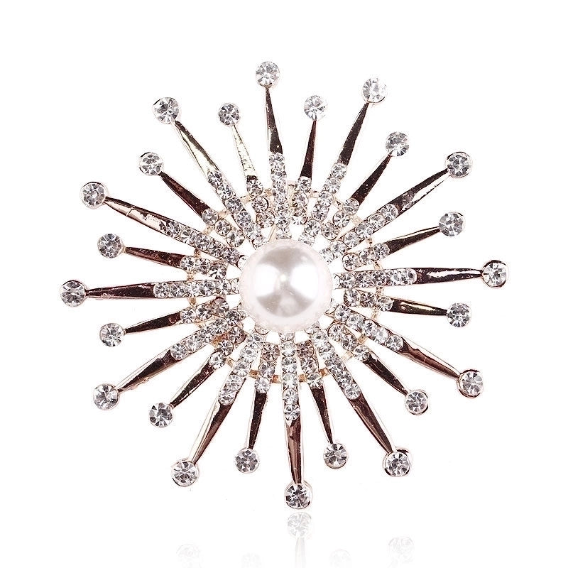 Elegant Pin Star Flower Snowflake Imitation Pearl Alloy Rhinestone Women’S Brooches
