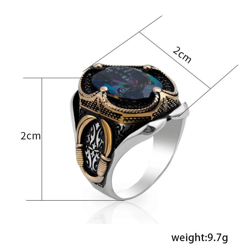 Jewelry Art Medieval Style Gem Ring For Men And Women Retro Carved Opening Ring