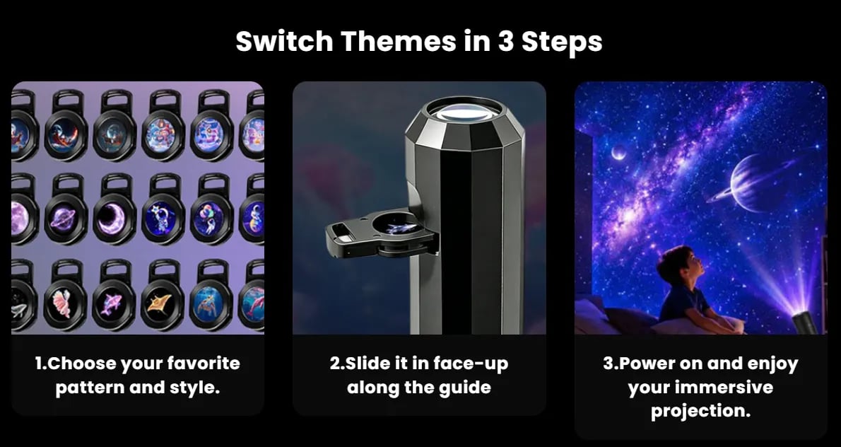 10 interchangeable cosmic slide discs for star projector