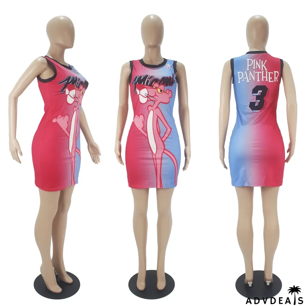 Casual Printed Sleeveless Jersey Mini Dress