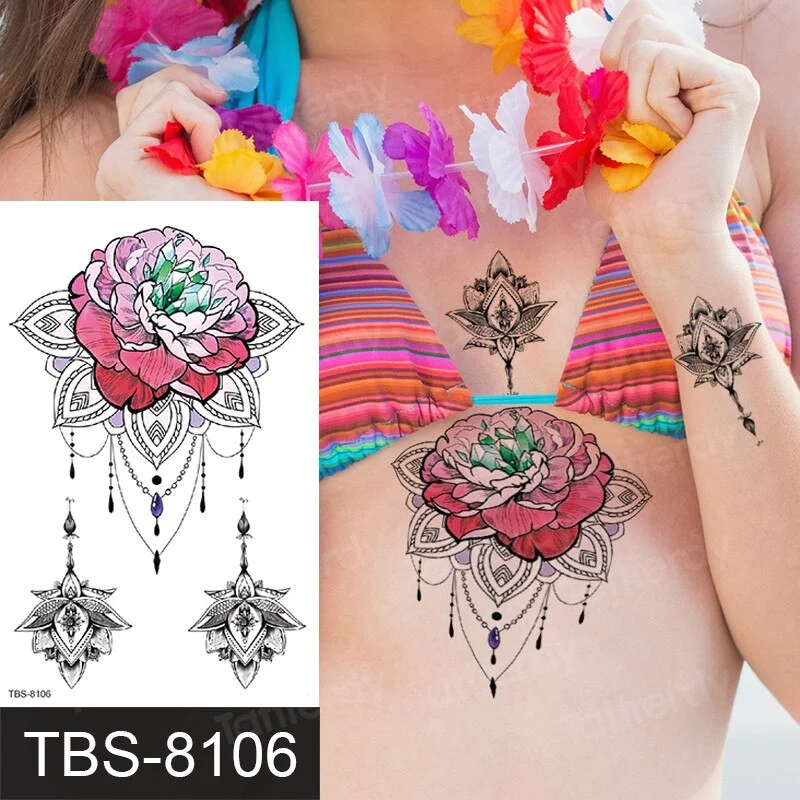 mandala temporary tattoo sticker lace black henna sex tattoo for woman under breast tattoo underboob sketches tattoo designs