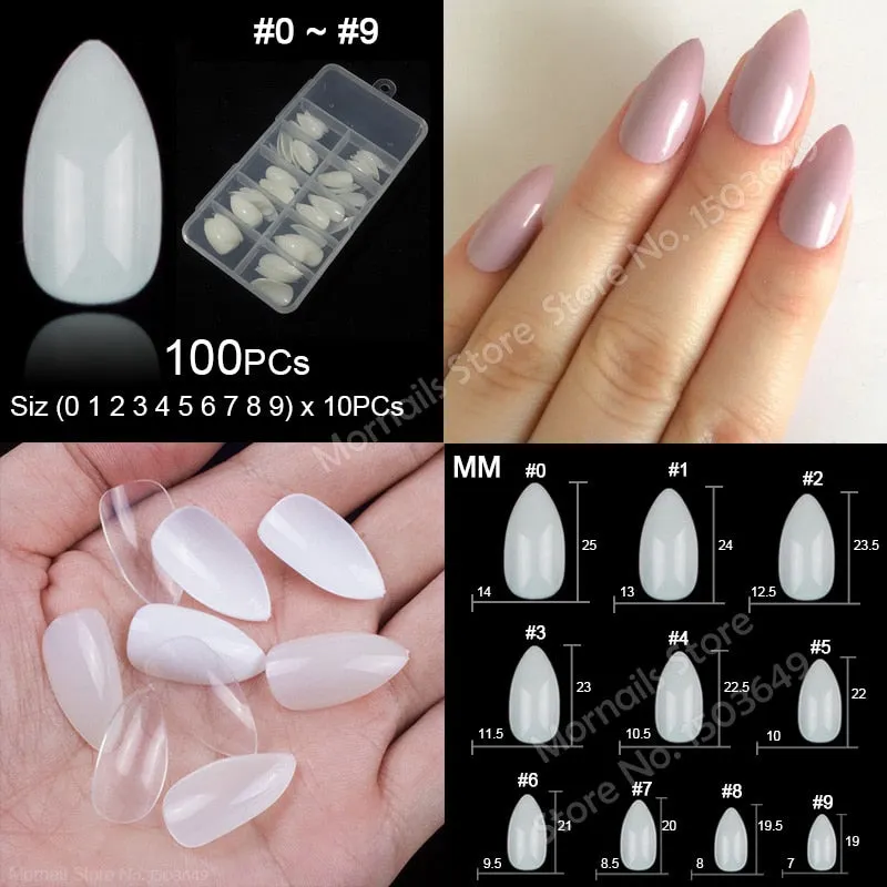 100Pcs/box Nail Tips Short Full Cover Coffin Ballerina False Nails Ballet Shape Acrylic Fake Nails Press On Nails Salon Tools-Nail Inspo