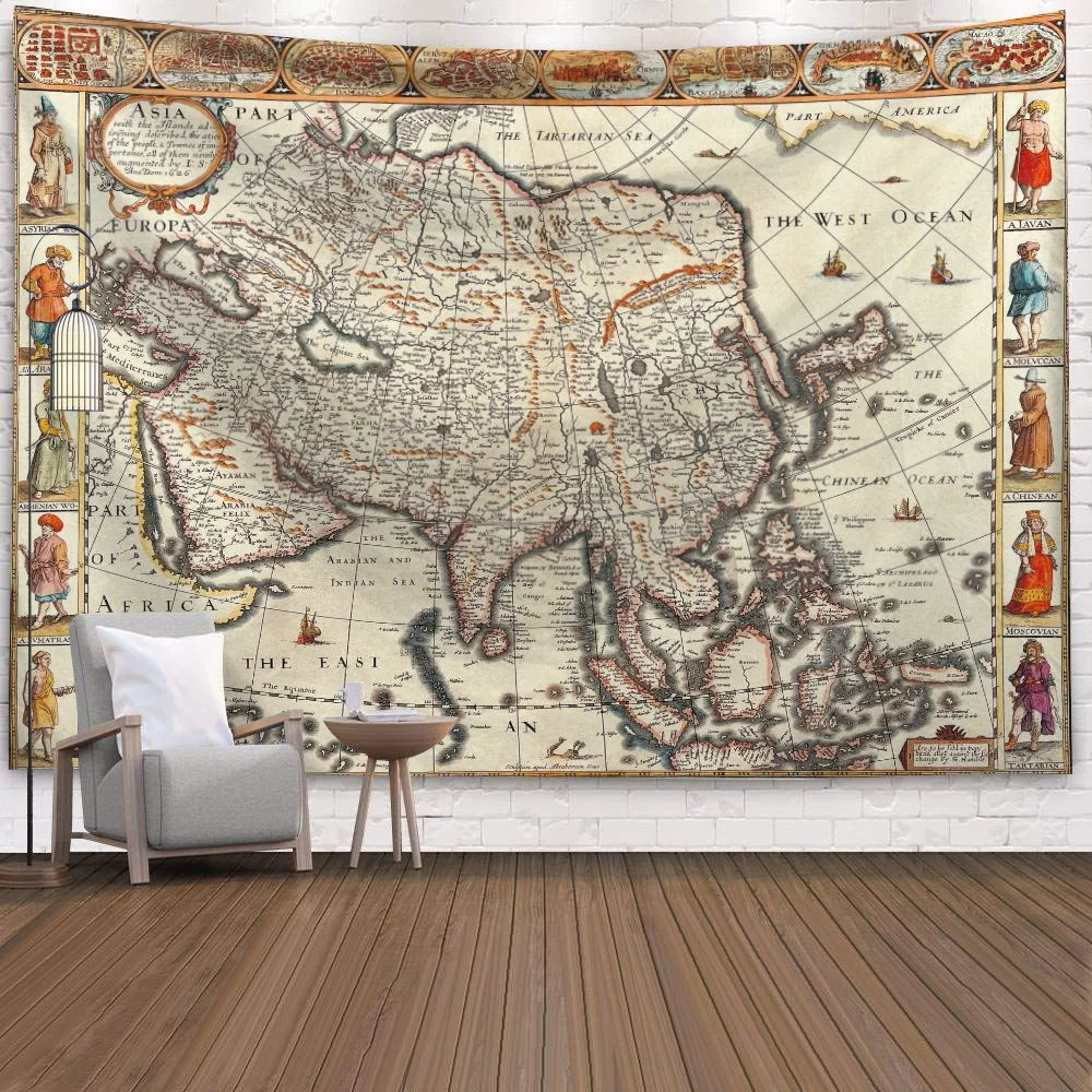 World Map 3D Print Polyester Geometric Wall Hanging Tapestry Decor Oil Painting Beach Towel Sleeping Pad Yoga Blanket Mat