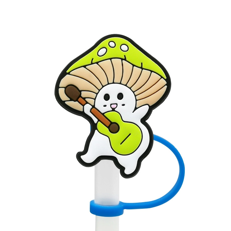 10 Pieces Cute Cartoon Silica Gel Straw Decorative Cap 1 Piece