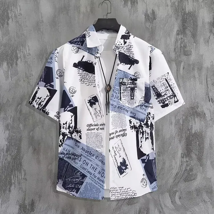 2025 Summer New Men's Short-Sleeve Student Shirt with High-End Design