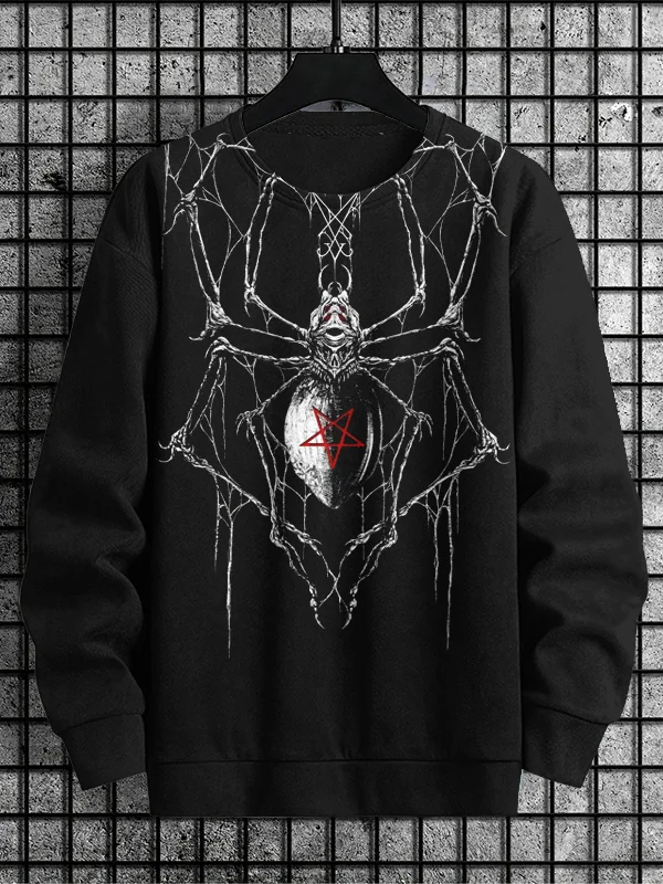Men's Spider Pentagram Art Print Casual Sweatshirt