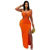 Women's Hot Sexy Knitted Halter Neck Backless Solid Color Dress