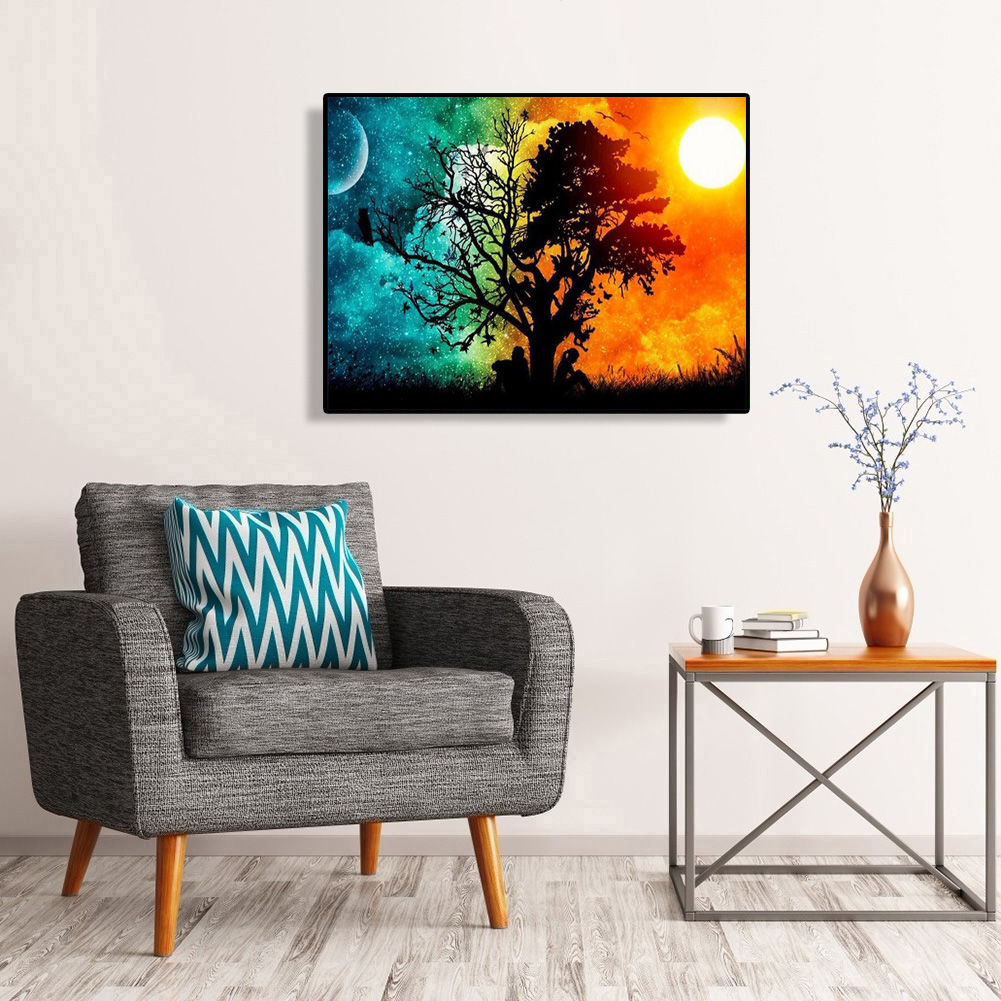 

40x50cm - Paint By Numbers Day Night Tree, 501 Original