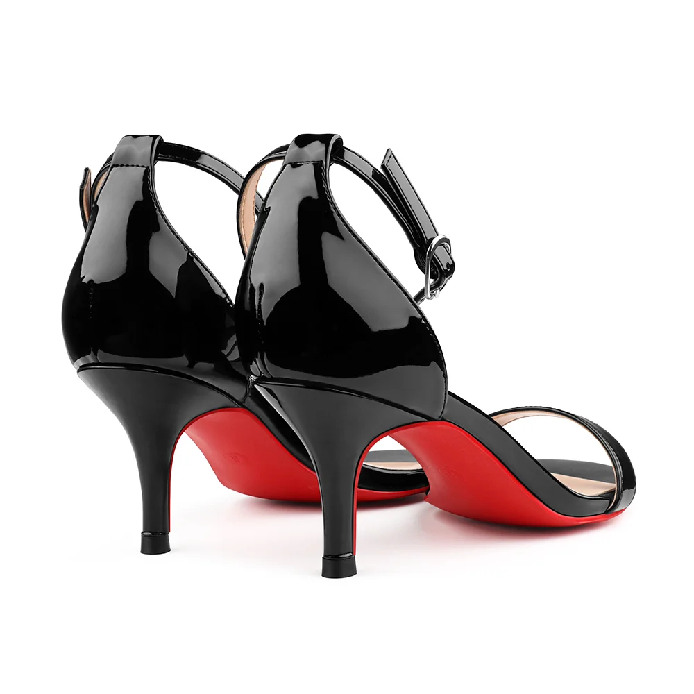 65mm Women's Sandals Red Bottom High Heels Open Toe Ankle Strap  Shoes-MERUMOTE