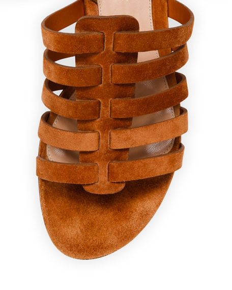 Tan Flats Gladiator Sandals Suede Strappy Summer Sandals |FSJ Shoes image 1