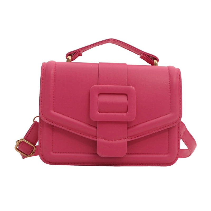 Women’s Medium Pu Leather Solid Color Streetwear Square Flip Cover Shoulder Bag Crossbody Bag