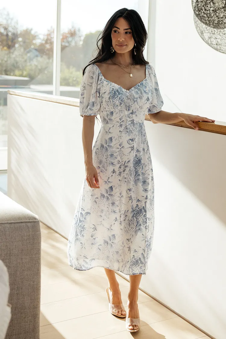 Floral Midi Dress - Blue Floral