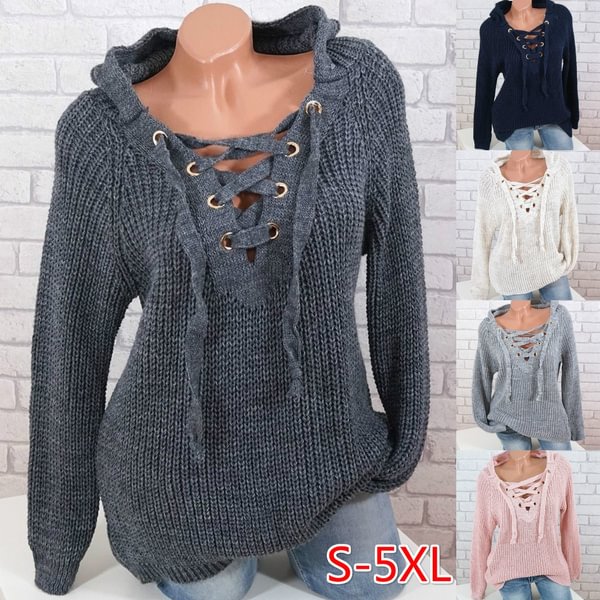 5 Colors Women Fashion Casual Cute Pure Color Sweaters Ladies Girls Long Sleeve Hooded Pullover Knitted Tops Outwear Fits Up To S-5XL - Shop Trendy Women's Fashion | TeeYours