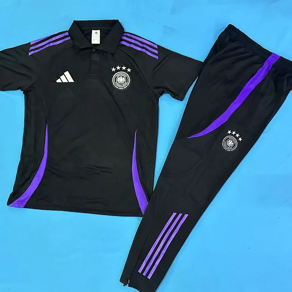 25/26 Germany Black training suit (short sleeve + long pants) adult set