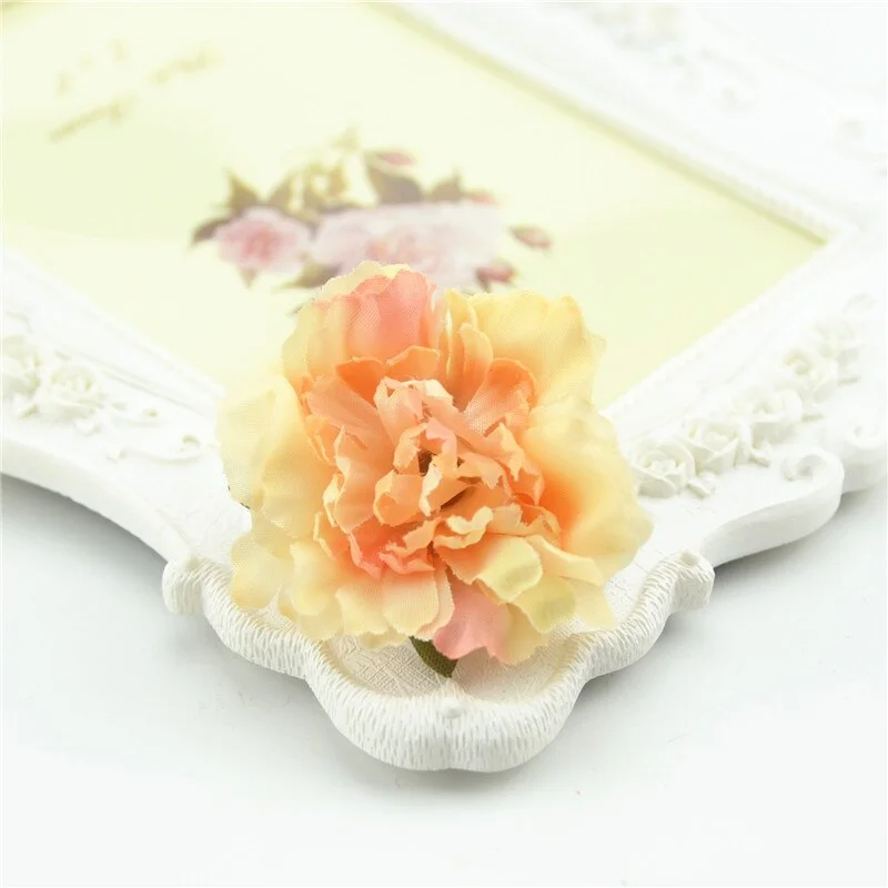 10pcs Cheap 4.5cm Mini Artificial Silk Flower Heads European Fall Vivid Peony For Wedding Home Decoration Chrismas Gift Crafts