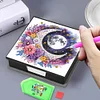 (US Local)PU Moon Flower Diamond Painting Notecard Box with 160 Sheets of Paper