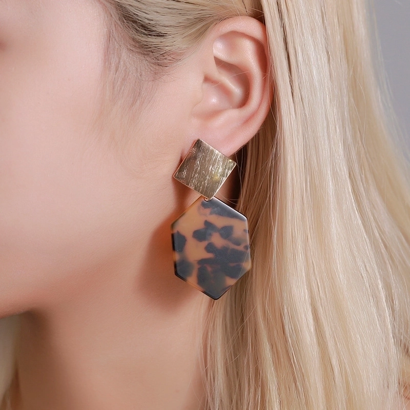 Hot Selling Set Tassel Earrings Metal Simple Card Earrings Female Leopard Print Leaves Hollow Geometric Earrings