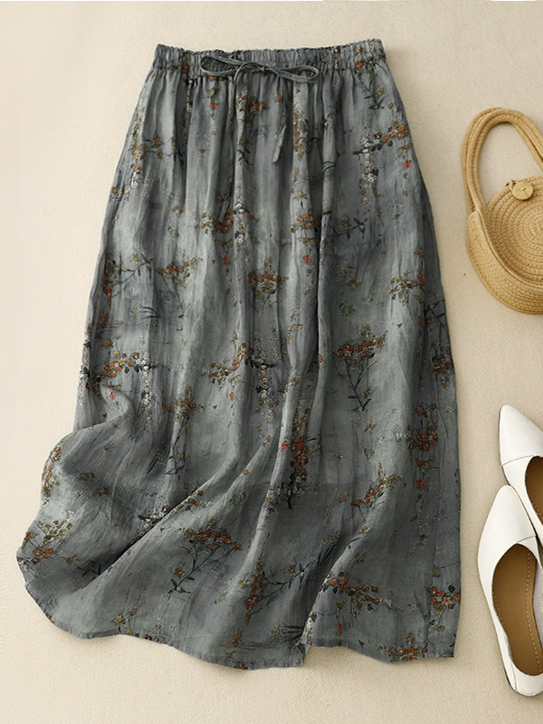 Literary Floral Double Layer Skirt