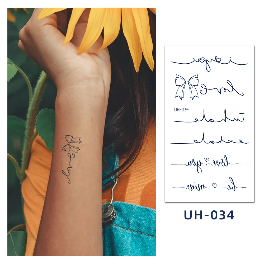 Sdrawing Stickers Semi-permanent Juice Lasting Tattoo Blue Butterfly Fake Waterproof Tattoos Temporary Women Arm Chest Body Art