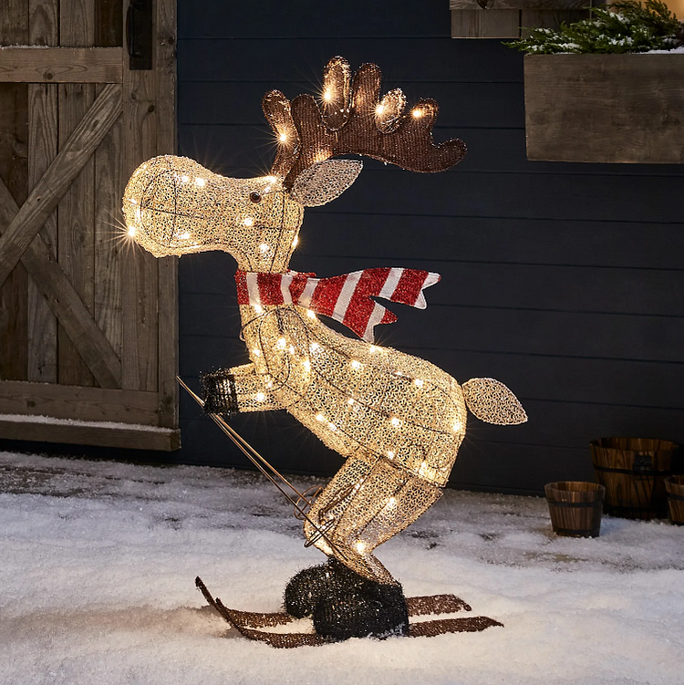 🔥kukelife🔥Skiing Moose Outdoor Christmas Figure