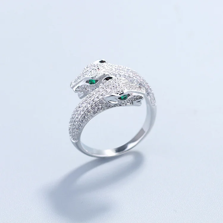 Leopard Bracelet Ring Set Zircon Hip Hop Bling Jewelry-VESSFUL