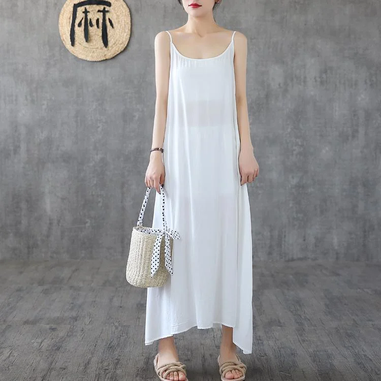 Vivid Spaghetti Strap Cotton Tunics Inspiration White Dress Summer