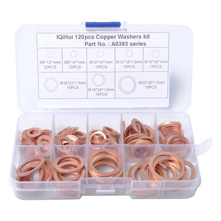 120x 1mm 1.5mm Copper Washers Assorted Set Sump Plug Oil Sealing Flat Ring