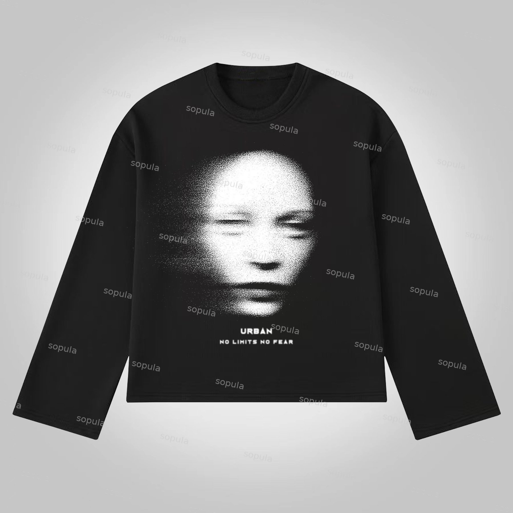 Sopula Vintage Humanoid Portrait Urban Graphic Print Cotton Long Sleeve T-Shirt - SOPULA