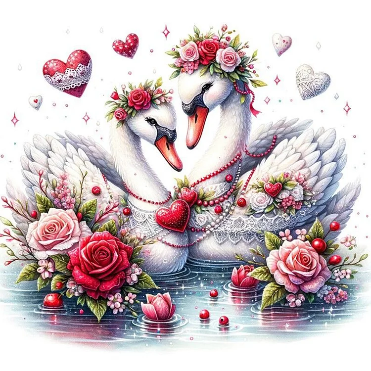 Two Swans 30*30CM (Canvas) Full Round Drill Diamond Painting gbfke