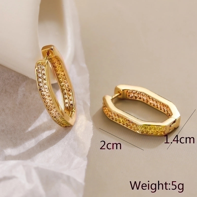 1 Pair Minimalist Commute Geometric Plating Inlay Copper Zircon 18k Gold Plated Earrings