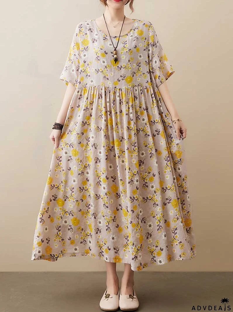 Get Some Comfort Floral Printed Smock Dress