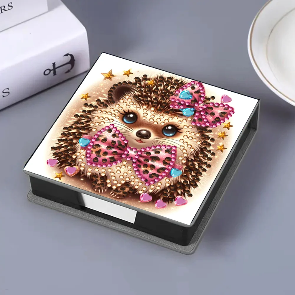 PU 5D Diamond Painting Kit Note Box DIY Diamond Art Notepad Box (Hedgehog)