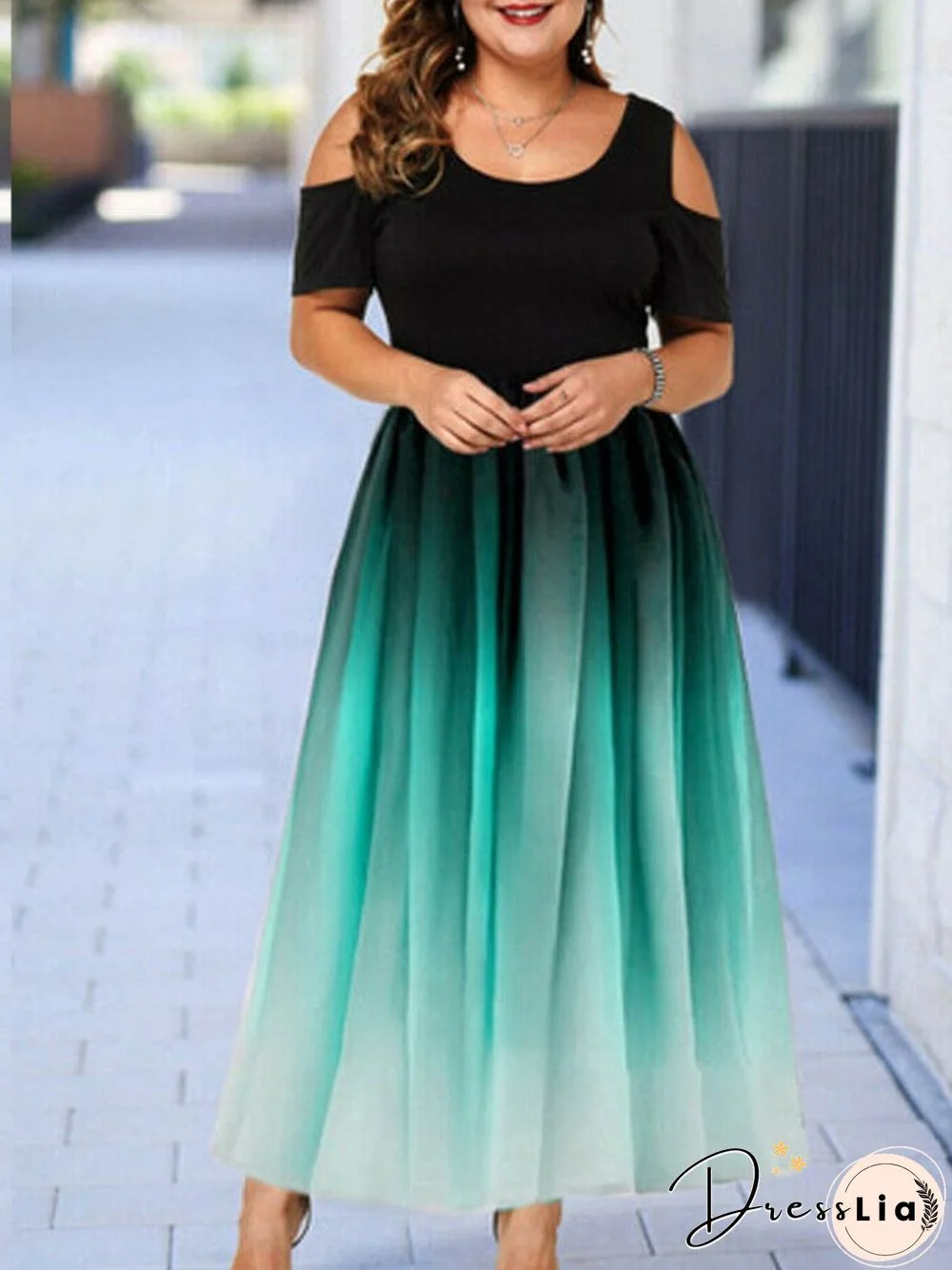 New Party Dress Skirt Slim Sexy Gradient Off-the-shoulder Oversize Women's Dress Summer O-Neck Hollow Out Ankle-Length Dresses