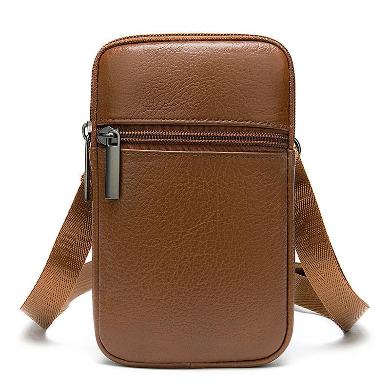 Men's Soft Leather Crossbody Bag Mini Shoulder Bag Waist Bag