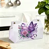 Purple Heart Rose Butterfly DIY PULeather Diamond Painting Tissue Box for Adults Beginners Large Size Diamond Art Paper Storage Holder for Living Room Bedroom Bathroom Table Decor