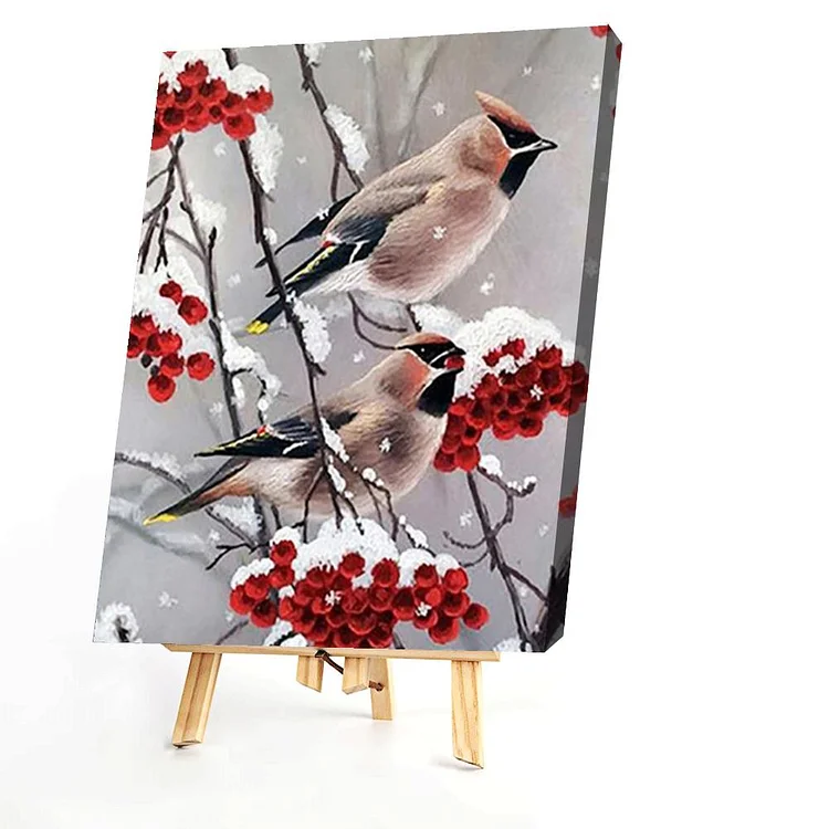 Christmas Cardinals Birds Paint by Number for Adults Beginner, DIY Easy Winter Adult Paint by Number Kits Canvas, with 3 Brushes and Acrylic Paint
