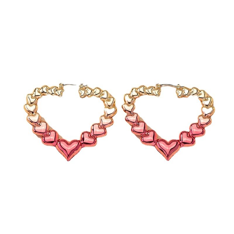 Gradient gold and pink love earrings