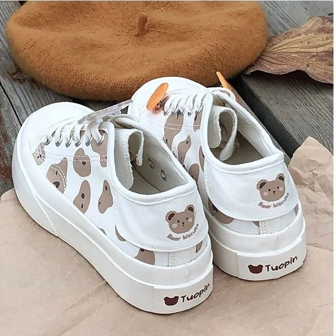Vstacam Kawaii Shoes Women Sneakers White Platform Sports Flats Tennis Girly Cute Causal Loli Female Trainer Print 2022