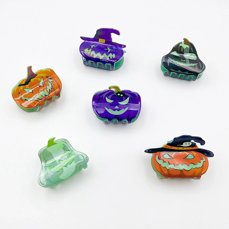 Halloween Casual Minimalist Women’s Pumpkin Bat Arylic Hair Claws