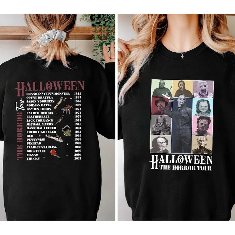 Retro Halloween Characters The Horror Tour T-shirt