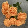Autumn Home Wedding Floral Decor 9 Stems Artificial Rose Bunch