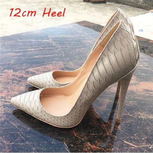 Zingj snake printing stilettos 12cm high heels pointed toe women pumps extreme party wedding shoes plus size 33 45 QP063 ROVICIYA