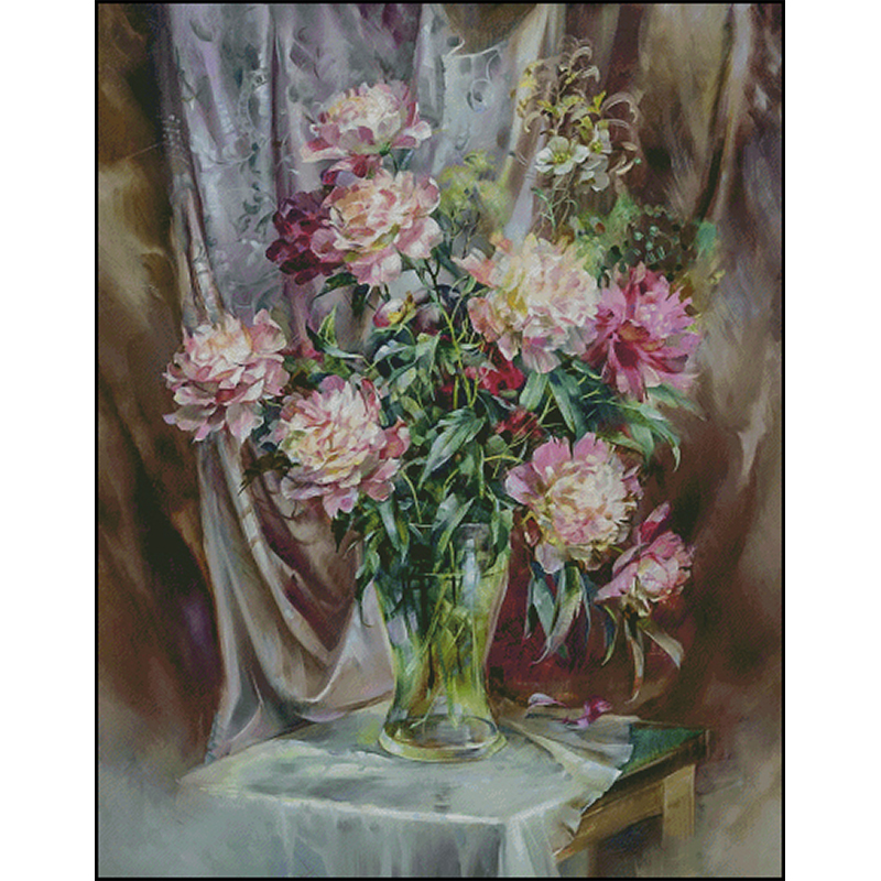 [ZZ2141 Tenderness Peony Flower]  Painting Fairy Cross Stitch