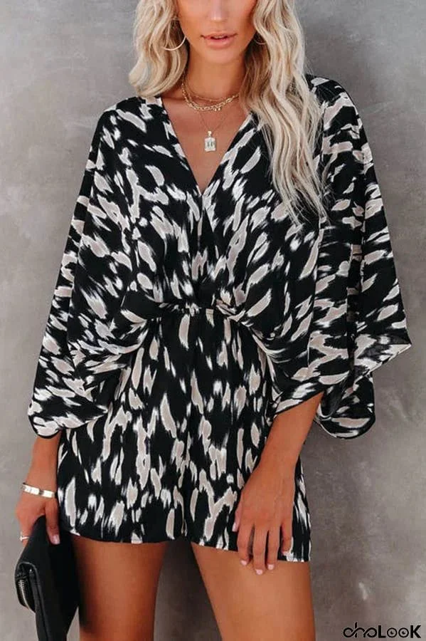 On The Lookout Linden Printed Kimono Romper